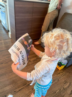 Reading the Sunday paper