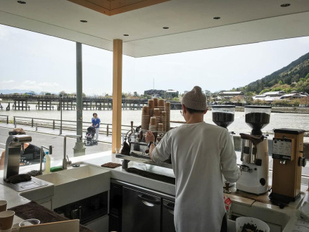 % Coffee in Kyoto, looking out at Arashiyama