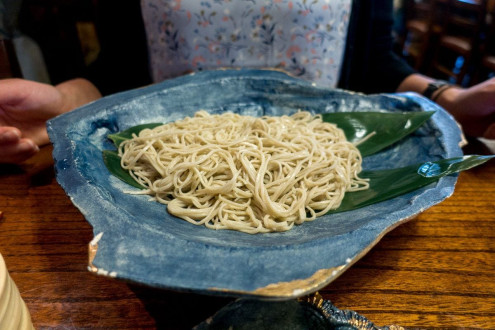 Special soba noodles made with special flour from Kobayashi's farm