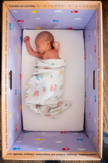 Tycho in his baby box, ala the Finnish