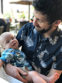 Father-son aloha shirts, natch