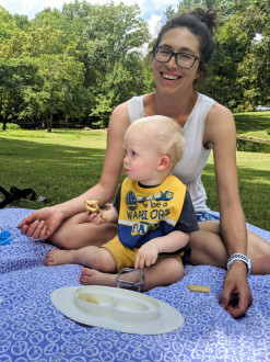 Tycho's first real picnic! Fun fact: he really likes figs