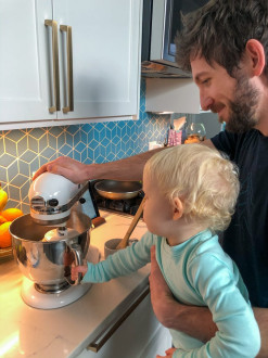 Helping Daddy bake rolls!