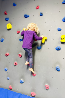 Trying out rock climbing at Acrosports!