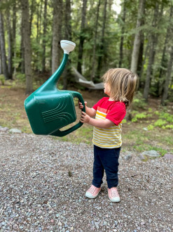 She loved carrying this watering can around
