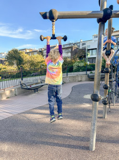 The kiddos had a hanging competition at the playground